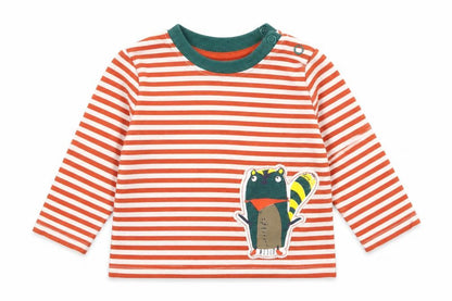 Front view of Nutmeg Baby Red Striped Pullover T-Shirt, size 3-6, Months