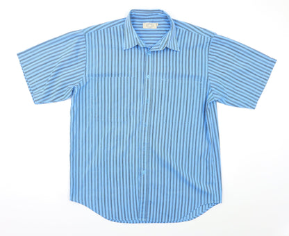 Mens UK Size L Casual Club Blue  Button-Up Short Sleeve Casual Shirt