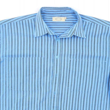 Mens UK Size L Casual Club Blue  Button-Up Short Sleeve Casual Shirt