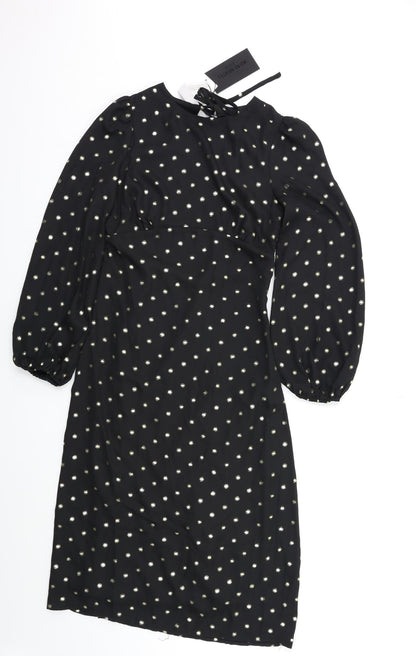 Fashion Union Womens Black Polka Dot  A-Line  Size S