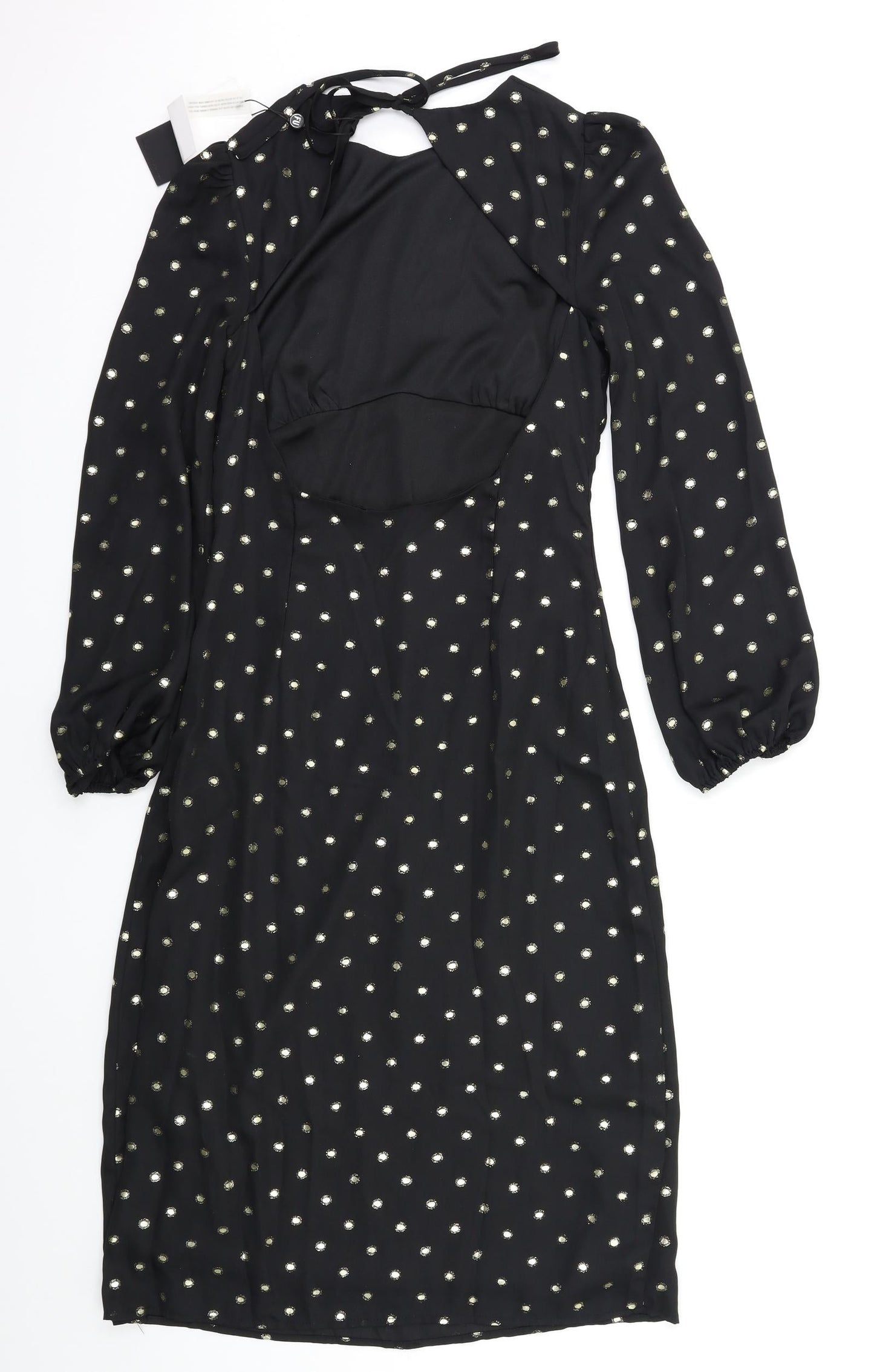 Fashion Union Womens Black Polka Dot  A-Line  Size S
