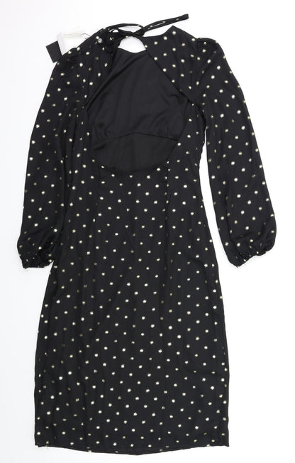 Fashion Union Womens Black Polka Dot  A-Line  Size S