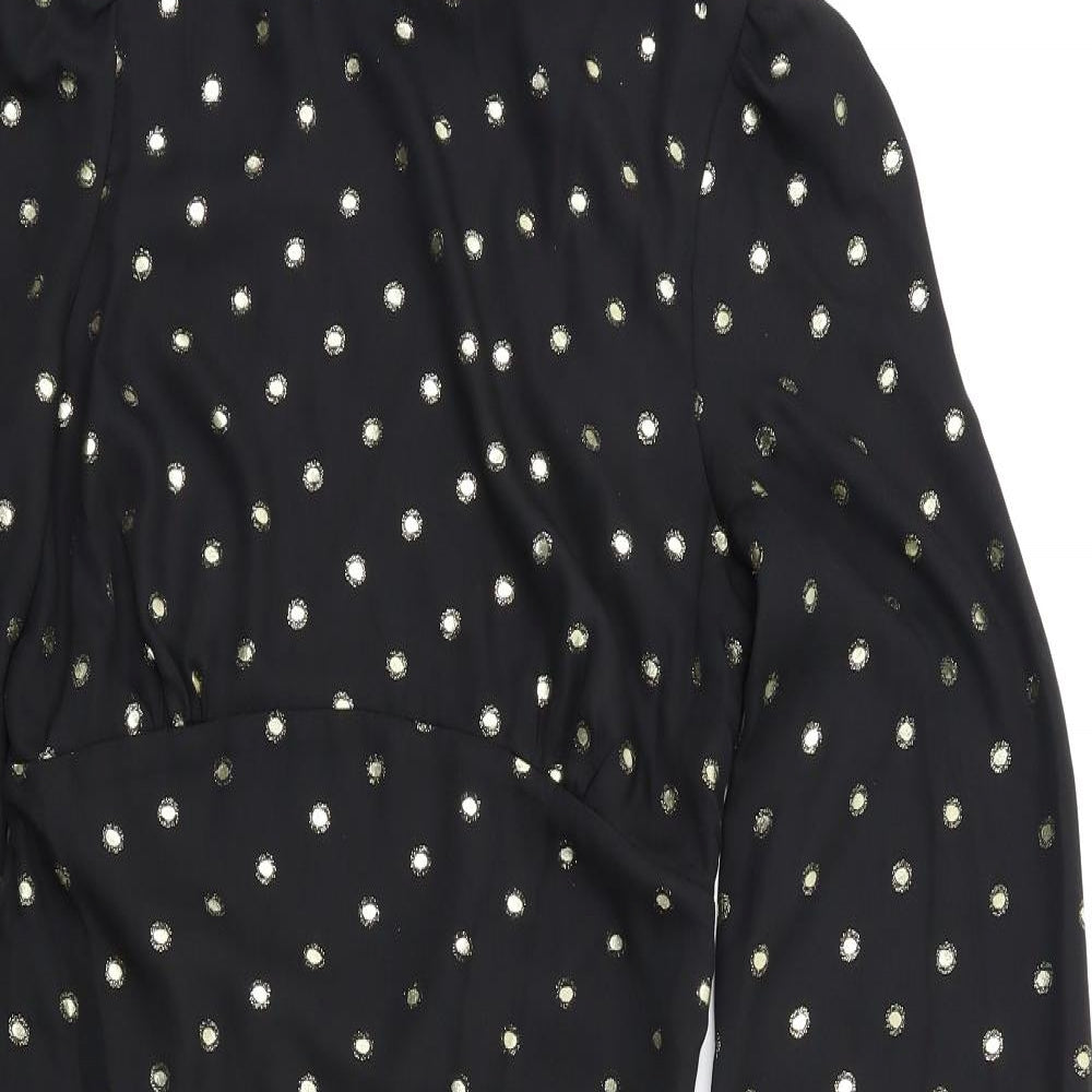 Fashion Union Womens Black Polka Dot  A-Line  Size S