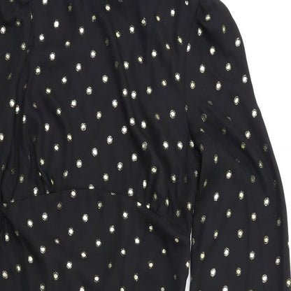 Fashion Union Womens Black Polka Dot  A-Line  Size S
