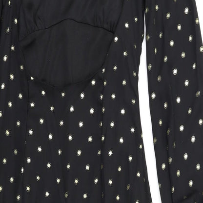 Fashion Union Womens Black Polka Dot  A-Line  Size S