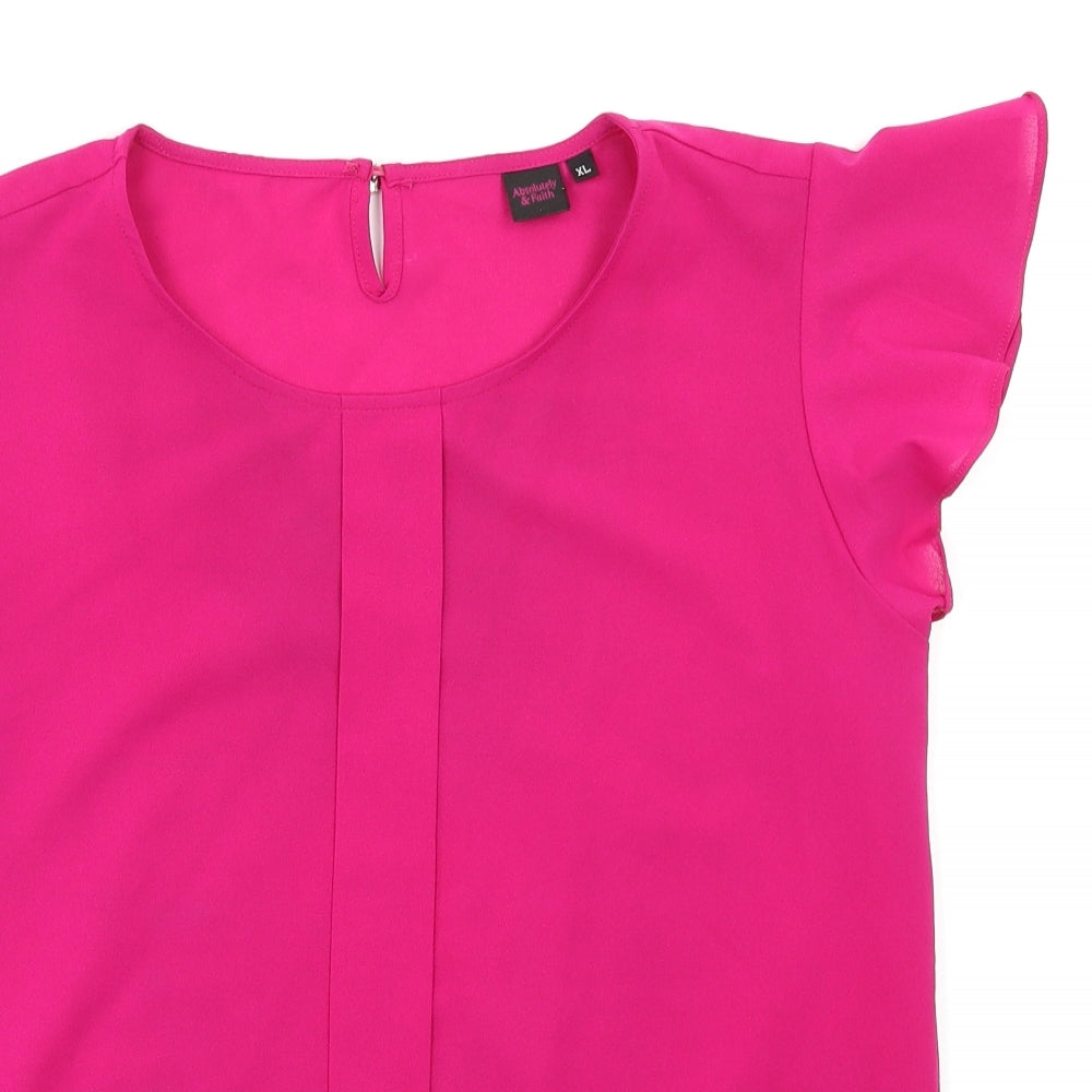 Close-up detail of Absolutely & faith women’s pink basic blouse, size XL