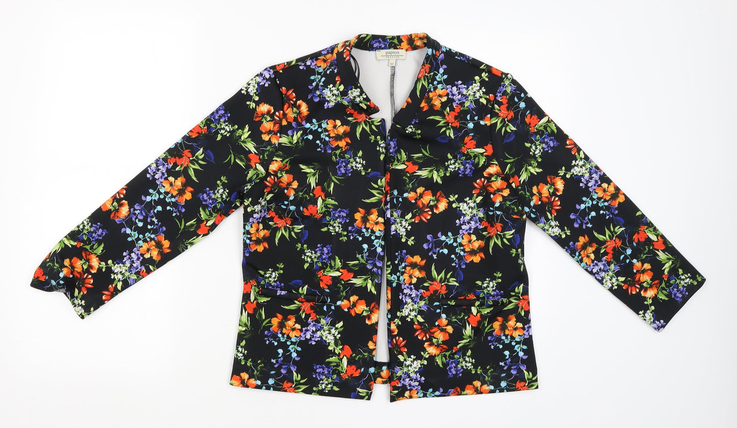 Papaya Womens Black Floral  Basic Blouse Size 12