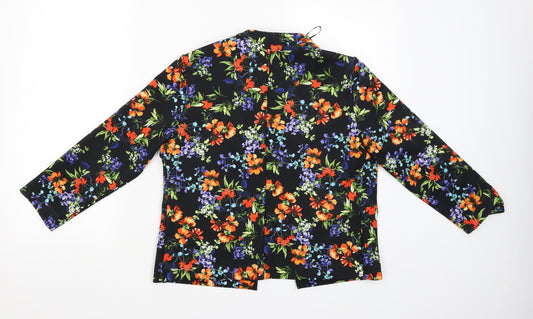 Papaya Womens Black Floral  Basic Blouse Size 12