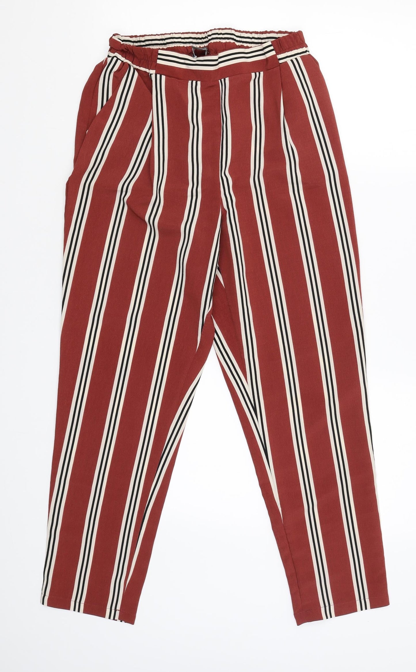 Primark Womens Brown Striped  Jogger Trousers Size 10 L26.5 in