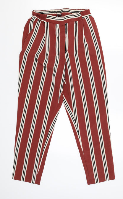 Primark Womens Brown Striped  Jogger Trousers Size 10 L26.5 in