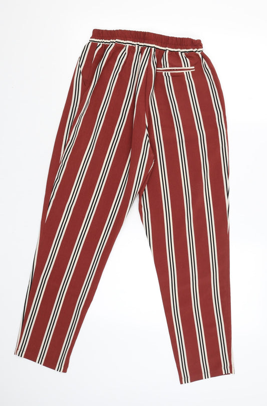 Primark Womens Brown Striped  Jogger Trousers Size 10 L26.5 in
