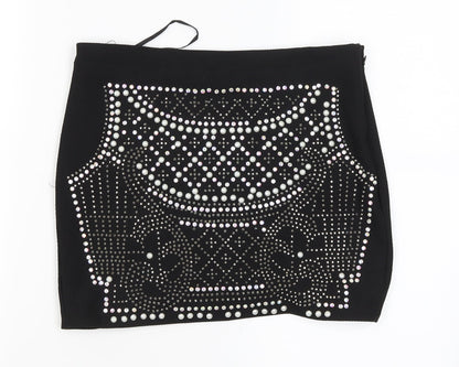 Lely Wood Womens Black   Cropped Blouse Size S  - studded