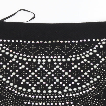 Lely Wood Womens Black   Cropped Blouse Size S  - studded