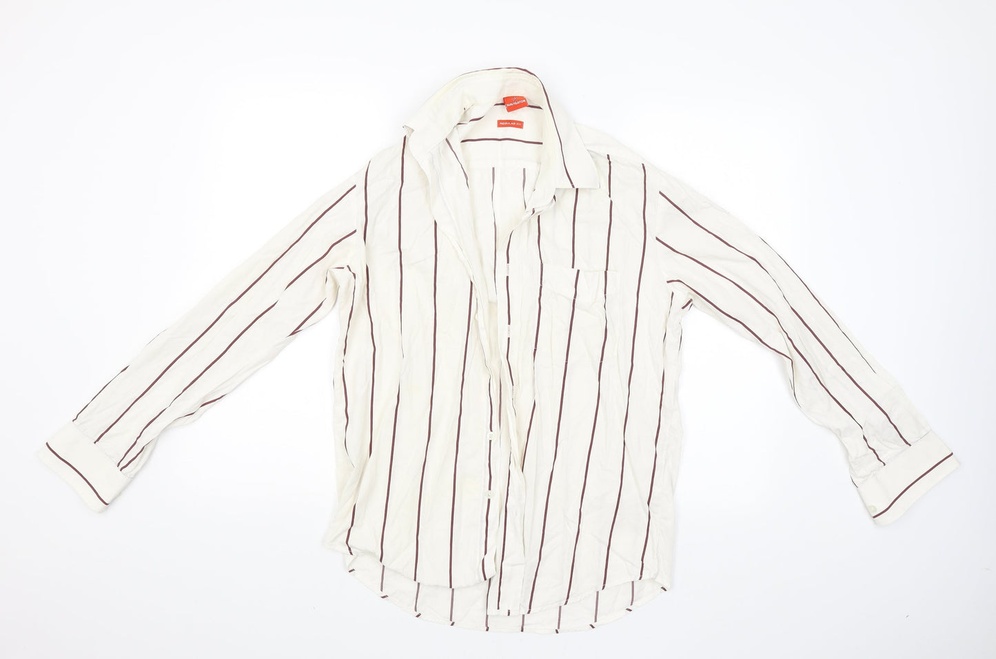 Mens UK Size S Navigator Beige  Button-Up Long Sleeve Casual Shirt