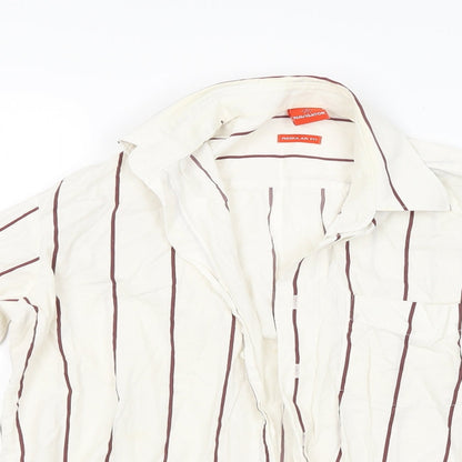 Mens UK Size S Navigator Beige  Button-Up Long Sleeve Casual Shirt