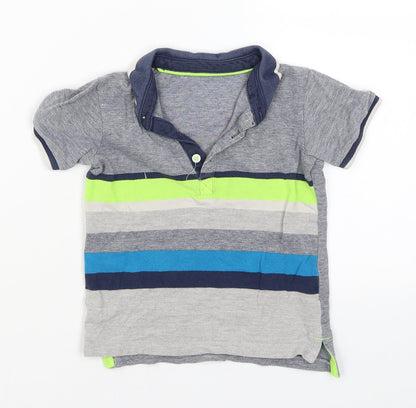 Matalan Boys Grey Striped  Pullover T-Shirt Size 3-4 Years