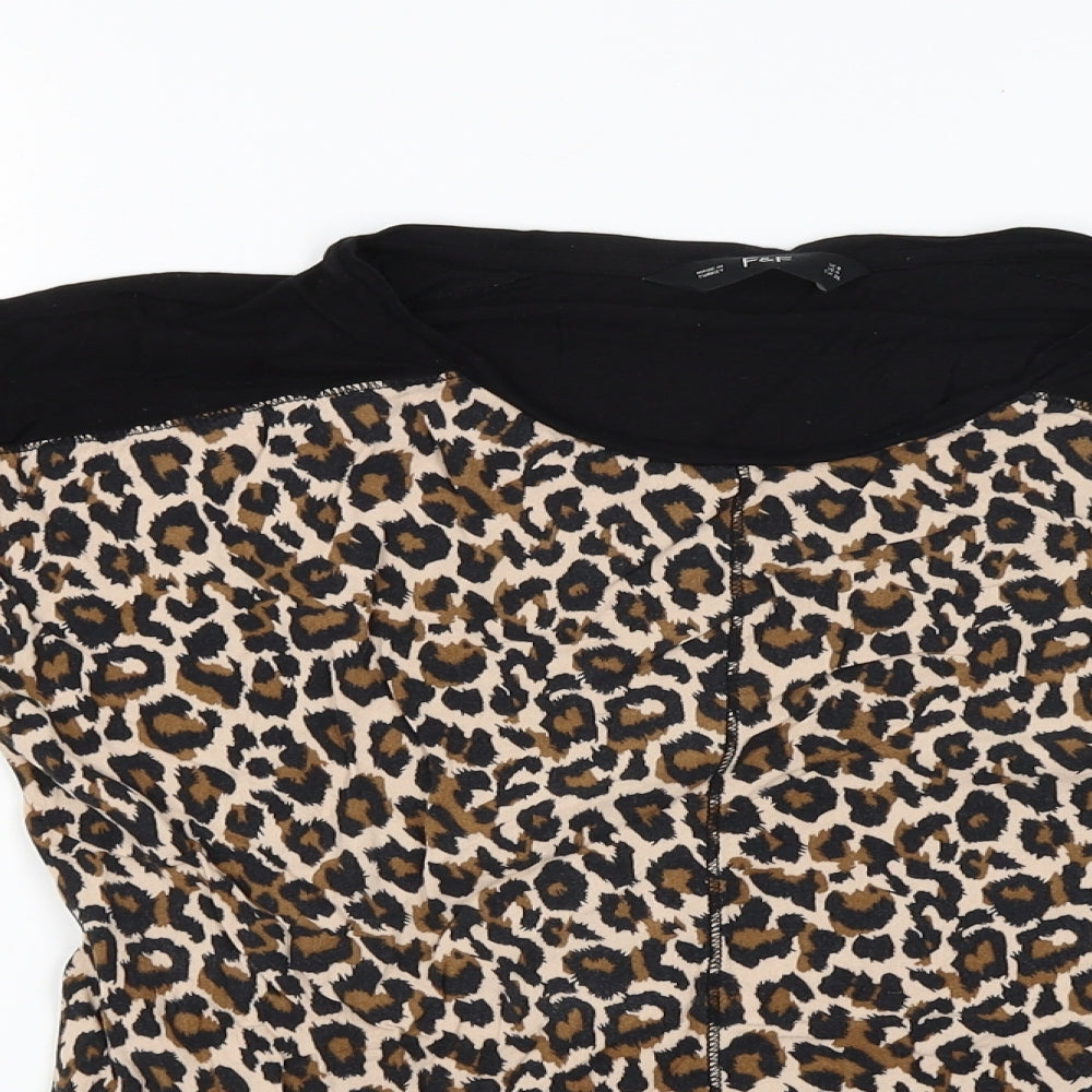 F&F Womens Multicoloured Animal Print  Basic Blouse Size 8