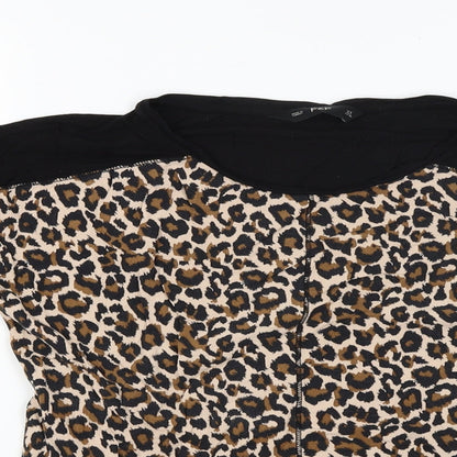 F&F Womens Multicoloured Animal Print  Basic Blouse Size 8