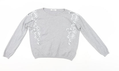 TU Womens Grey Floral  Pullover Jumper