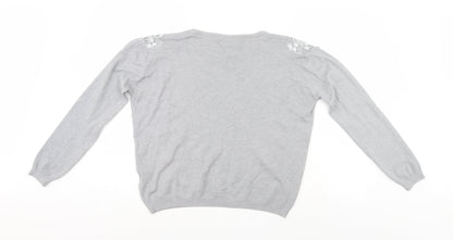 TU Womens Grey Floral  Pullover Jumper