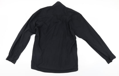 Mens UK Size 17 Cedar Wood State Black  Button-Up Long Sleeve Casual Shirt