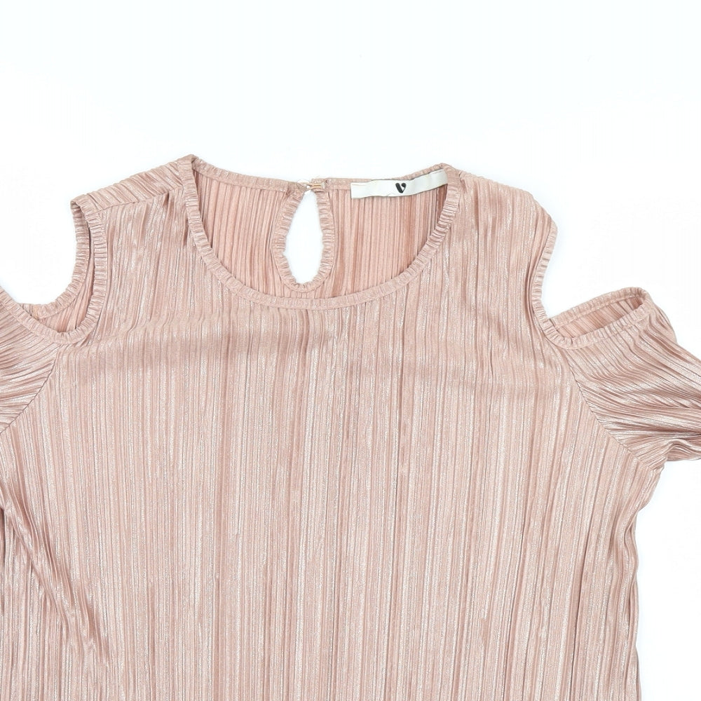 Close-up detail of Vety girls’ pink basic blouse, size 15-16, years