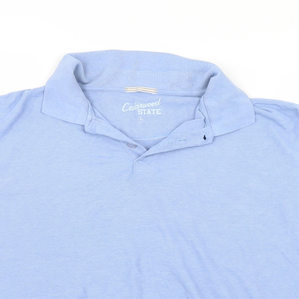Cedar Wood State Mens Blue    Polo Size L