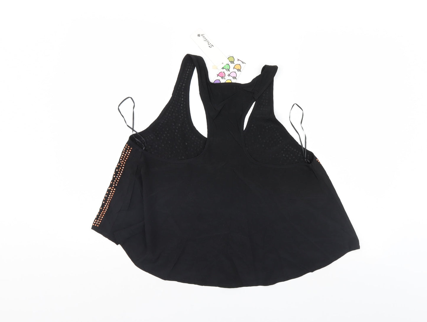Womens UK Size M Striking Black Basic T-Shirt
