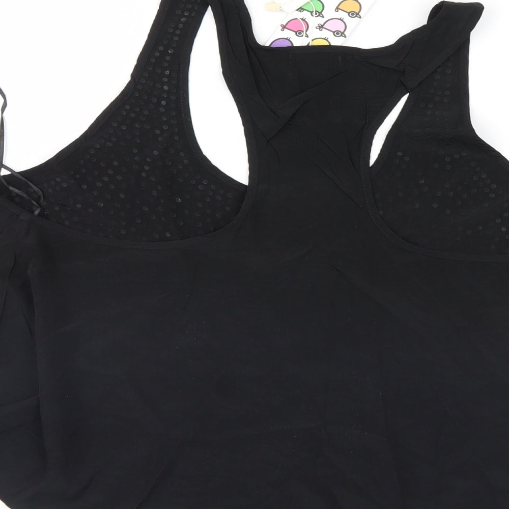 Womens UK Size M Striking Black Basic T-Shirt