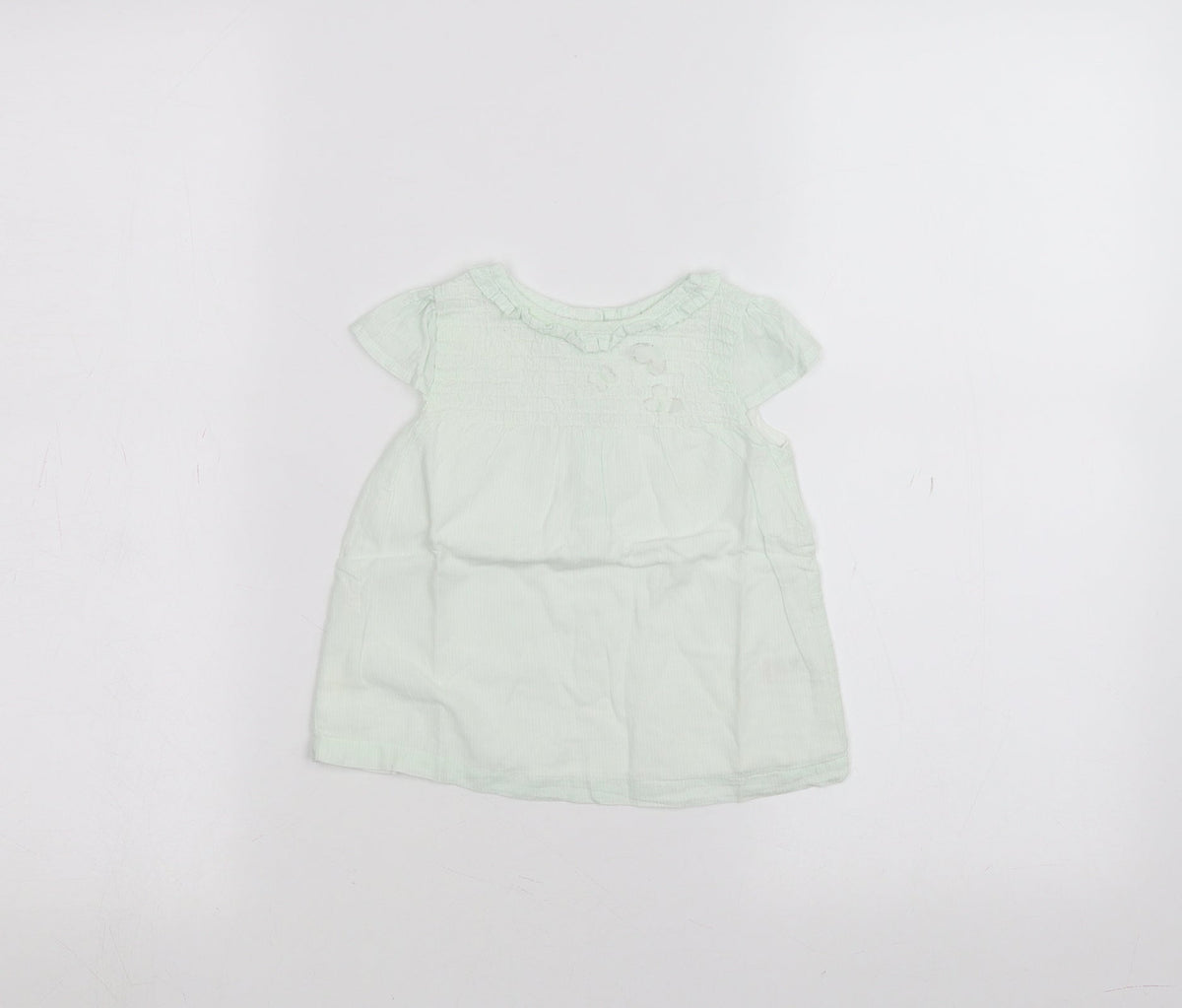 Additional front view of Tu Baby Green Basic T-Shirt, size 6-9, Months