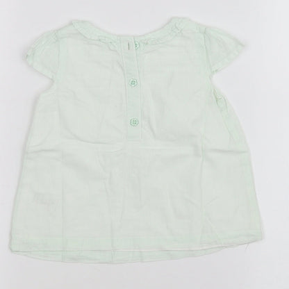 Brand and care label for Tu Baby Green Basic T-Shirt, size 6-9, Months