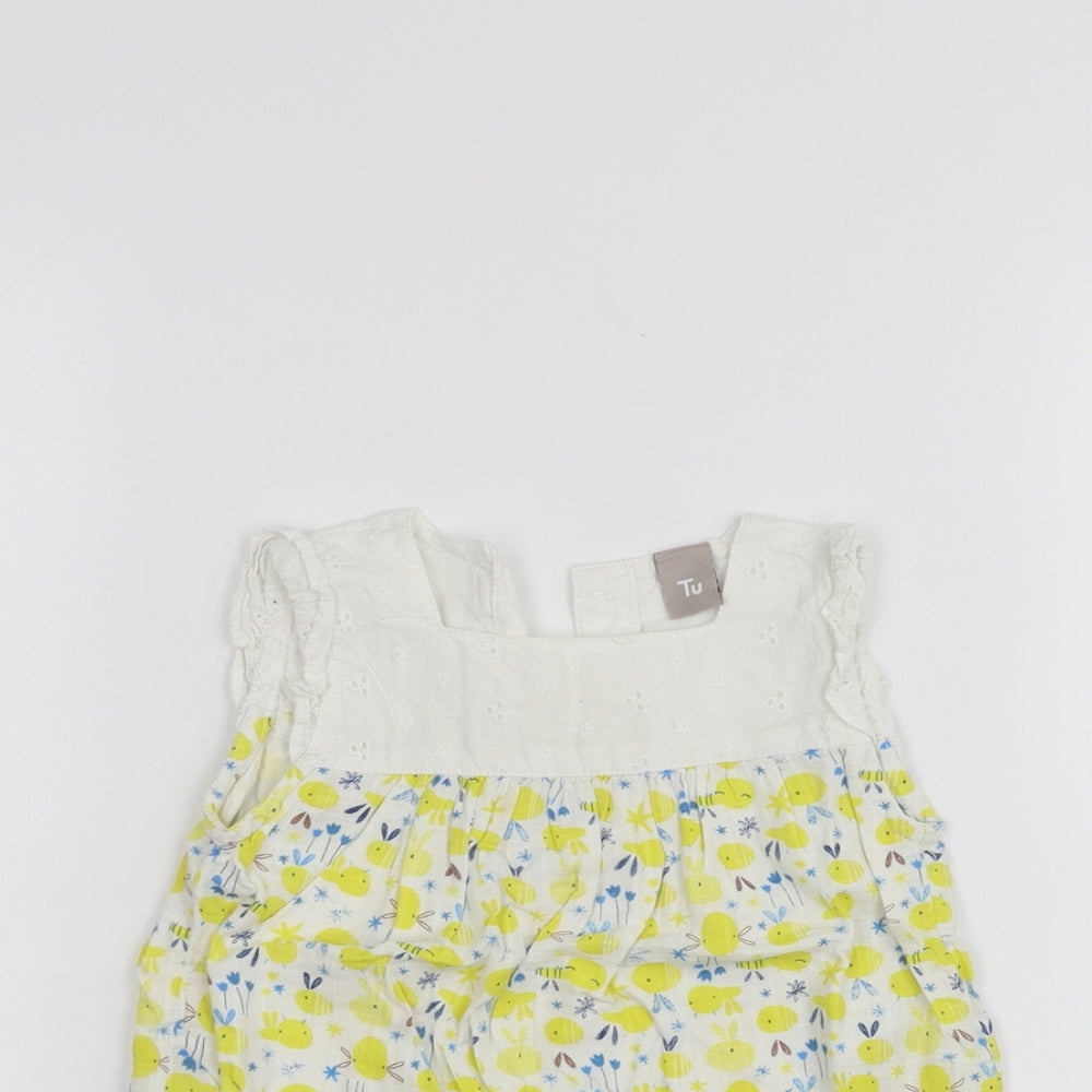 TU Baby White Floral  Basic T-Shirt Size 6-9 Months