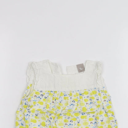 TU Baby White Floral  Basic T-Shirt Size 6-9 Months