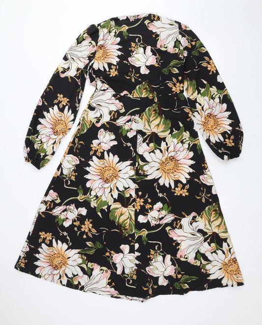 SheIn Womens Black Floral  A-Line  Size XS