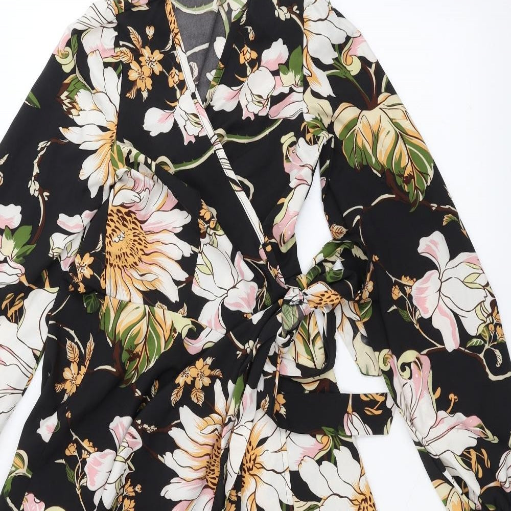 SheIn Womens Black Floral  A-Line  Size XS