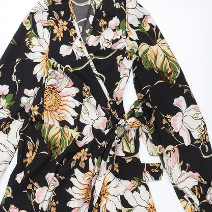 SheIn Womens Black Floral  A-Line  Size XS