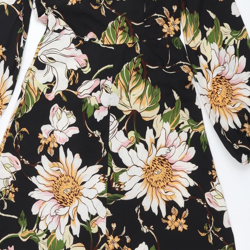 SheIn Womens Black Floral  A-Line  Size XS