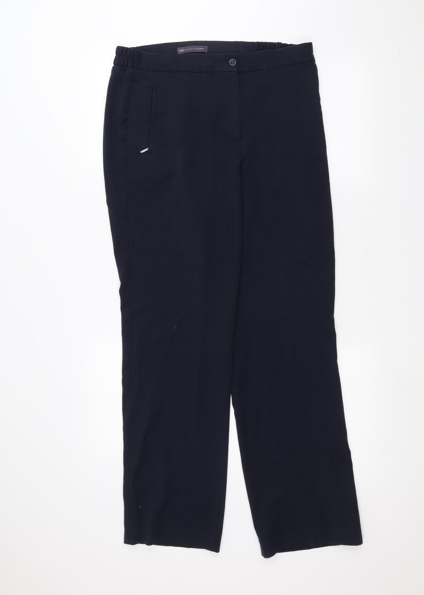 Womens UK Size 12 Marks and Spencer Regular Fit  Blue Trousers