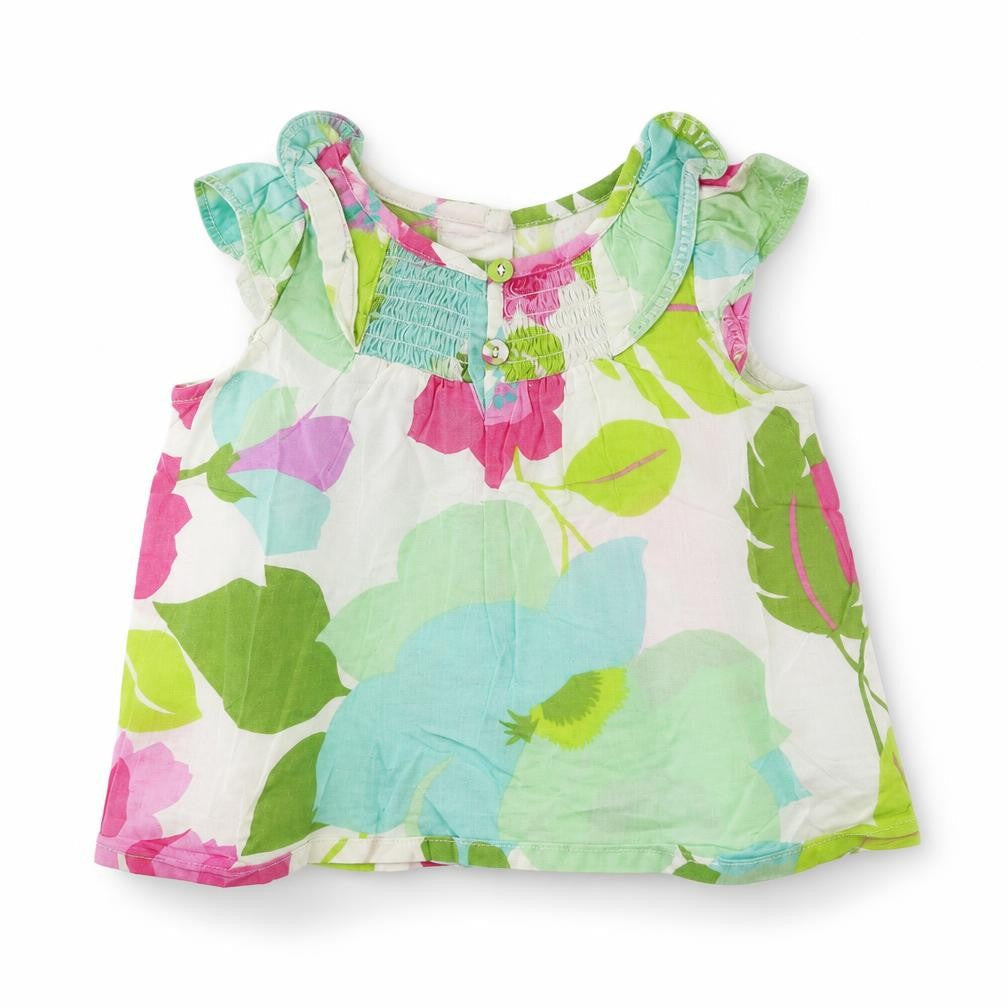 Front view of Next Baby White Floral Basic T-Shirt, size 6-9, Months