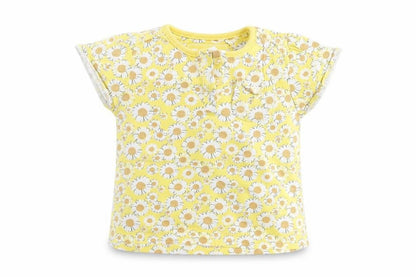 Front view of Tu Baby Yellow Floral Basic T-Shirt, size 6-9, Months