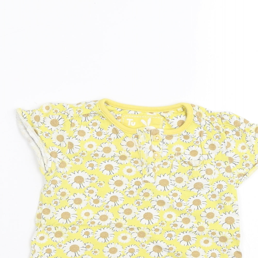 TU Baby Yellow Floral  Basic T-Shirt Size 6-9 Months