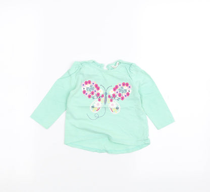 Additional front view of M&Co Baby Green Basic T-Shirt, size 6-9, Months