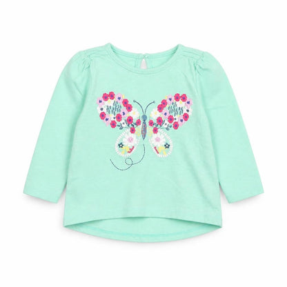 Front view of M&Co Baby Green Basic T-Shirt, size 6-9, Months