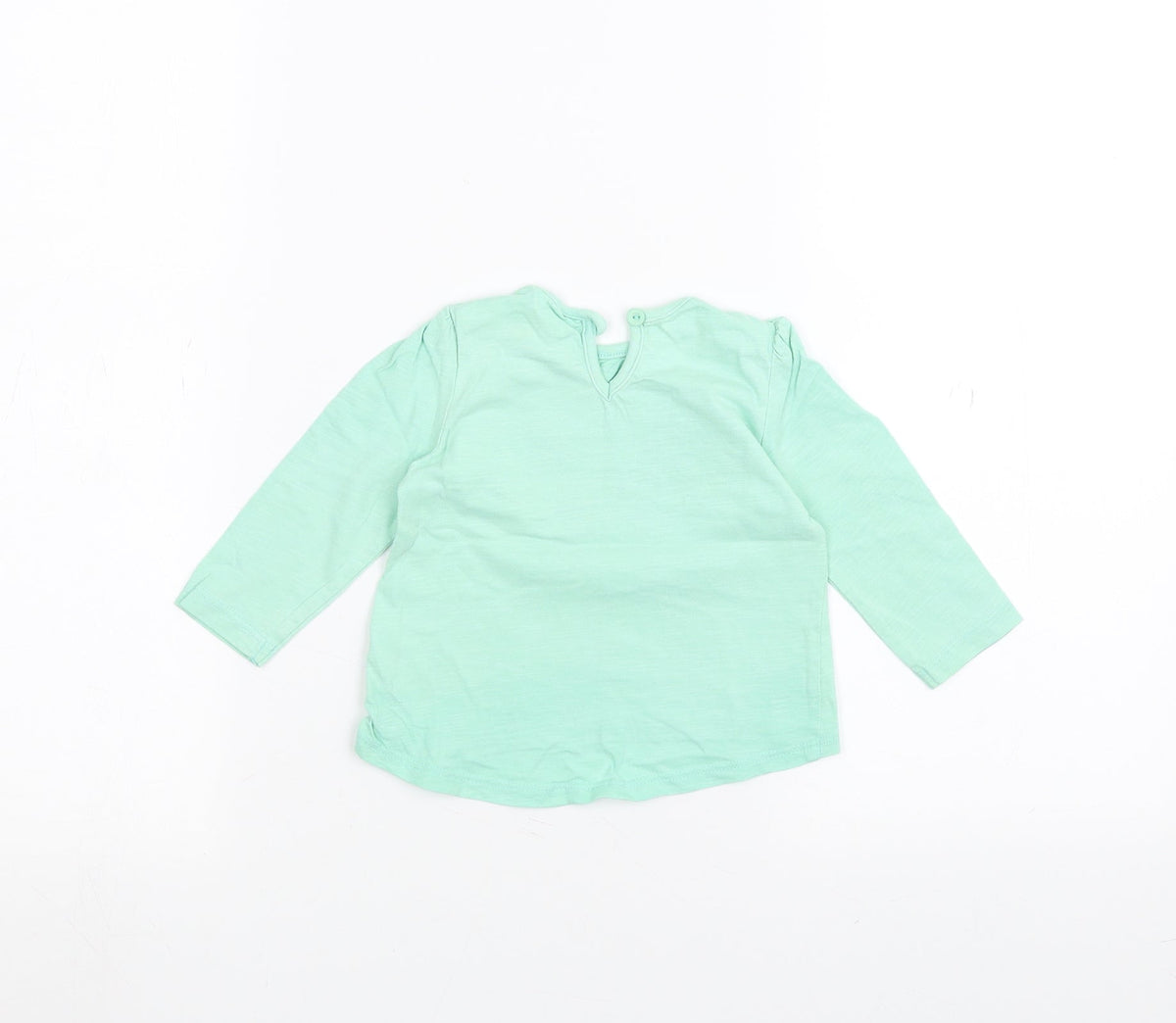 Back view of M&Co Baby Green Basic T-Shirt, size 6-9, Months