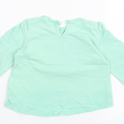 Brand and care label for M&Co Baby Green Basic T-Shirt, size 6-9, Months
