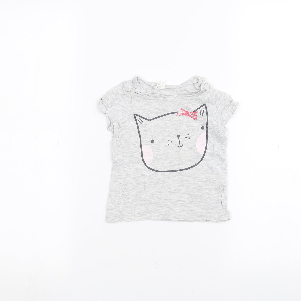 Additional front view of H&M Baby Grey Basic T-Shirt, size 6-9, Months