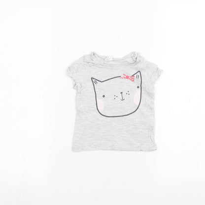 Additional front view of H&M Baby Grey Basic T-Shirt, size 6-9, Months