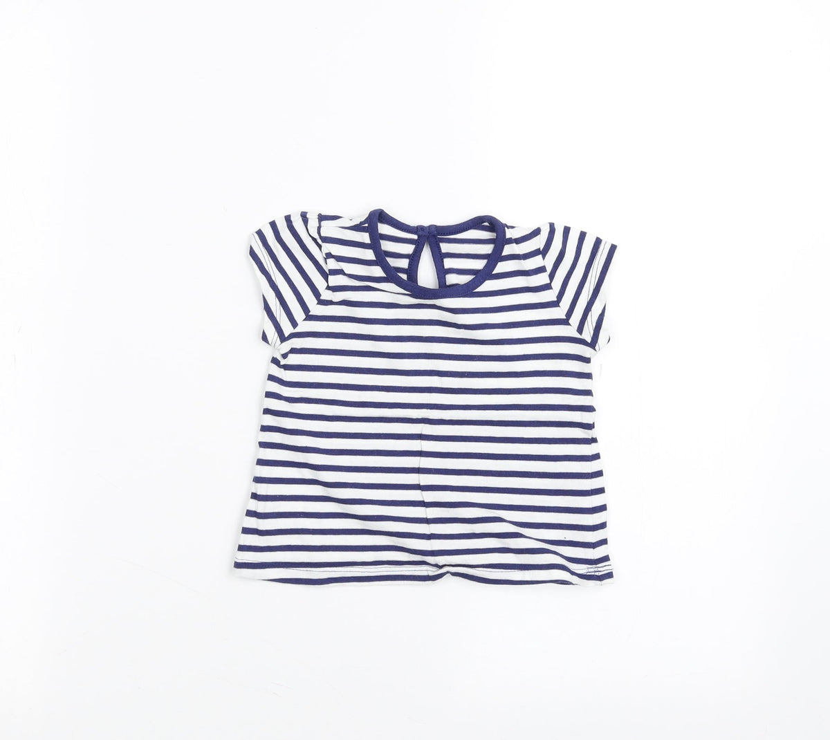 Additional front view of Matalan Baby White Striped Basic T-Shirt, size 6-9, Months