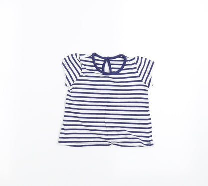 Additional front view of Matalan Baby White Striped Basic T-Shirt, size 6-9, Months