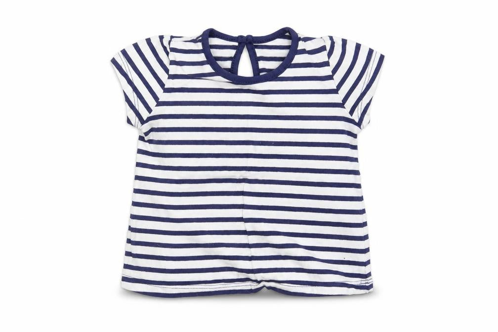 Front view of Matalan Baby White Striped Basic T-Shirt, size 6-9, Months